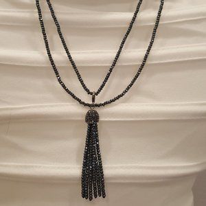 Mala black beaded necklace LONG